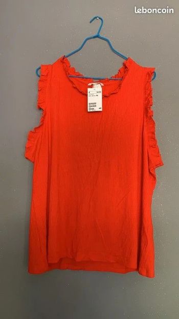 Haut t-shirt orange H&M TXL Neuf avec étiquette
