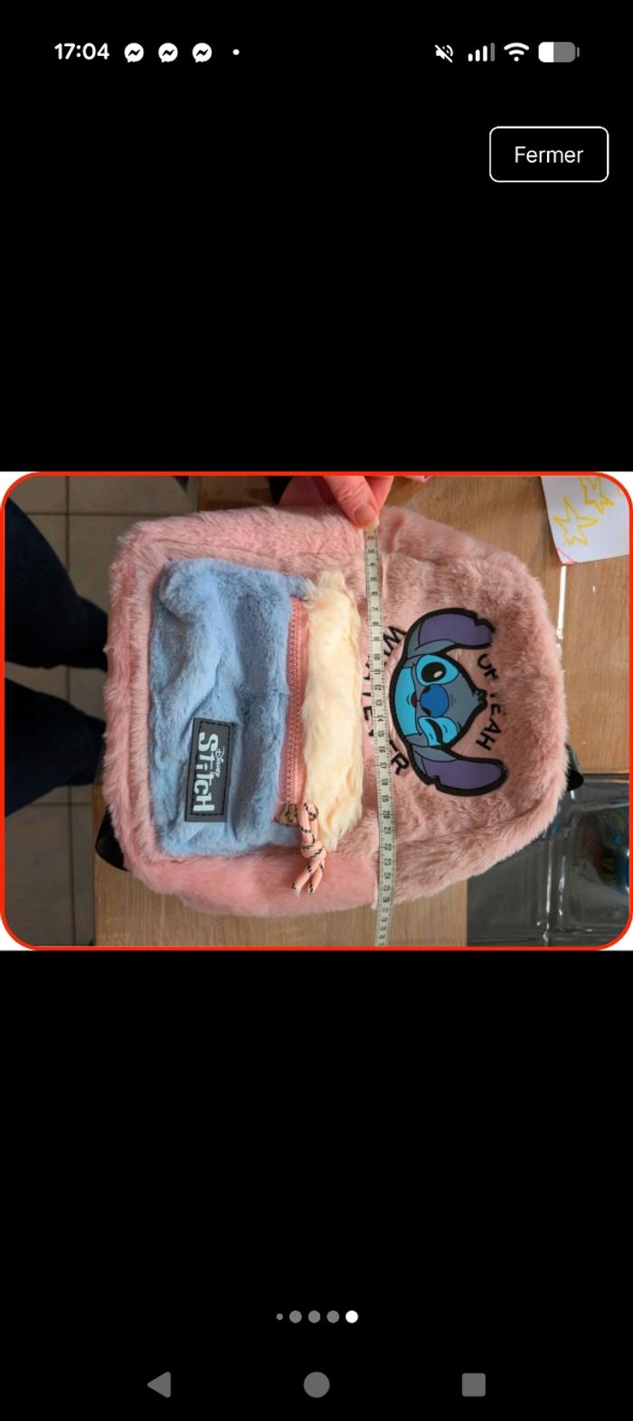 Petit sac à dos Stitch Disney - Peluche Rose - NEUF - photo numéro 9