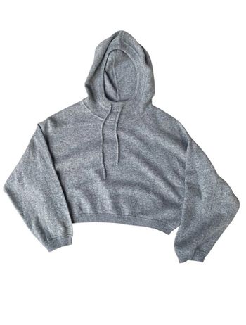 Pull court en cachemire gris à capuche Loulou Studio 8 ans