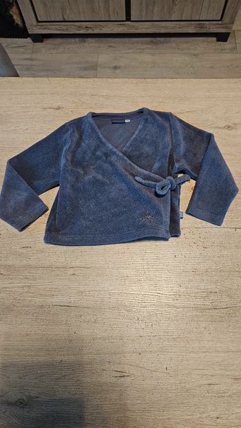 Gilet à manches longues cache coeur gris tirant sur le bleu, style épongz, I'Kids, 5 ans