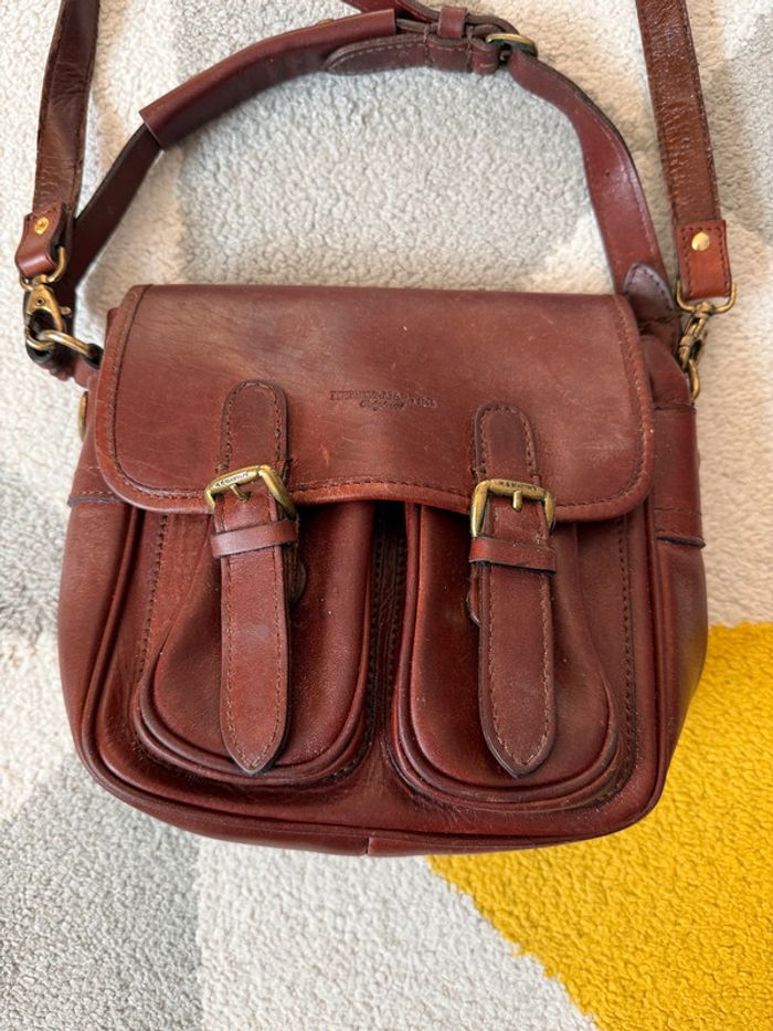 Sac à bandoulière vintage en cuir bordeaux Henry & Martin's - photo numéro 3