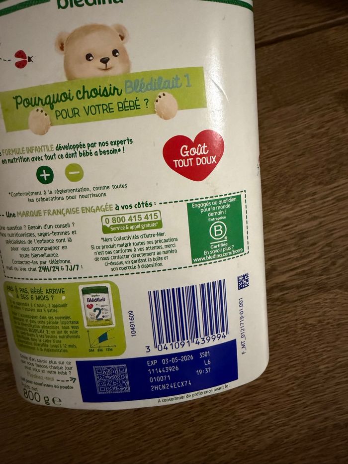 Lait bledilait 1er âge - photo numéro 2