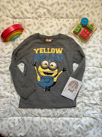 teeshirt manches longues gris les minions 8 ans