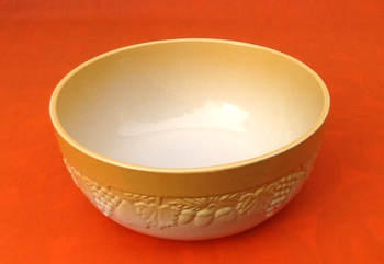 Grand saladier / Corbeille à fruits  Céramique vernissée  Décor de fruits