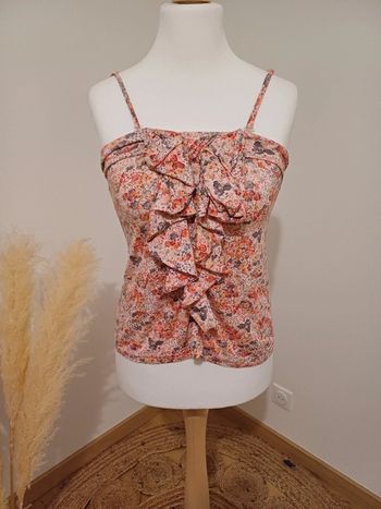 Débardeur rose Fleuri volanté Tissaia taille M 38