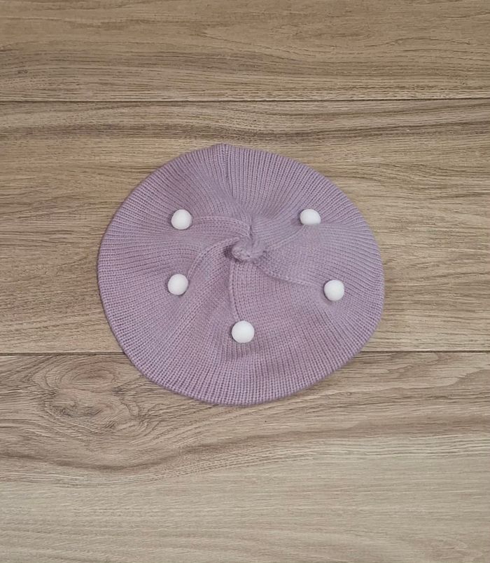 Béret bonnet tricoté orné avec pompons enfant - photo numéro 1