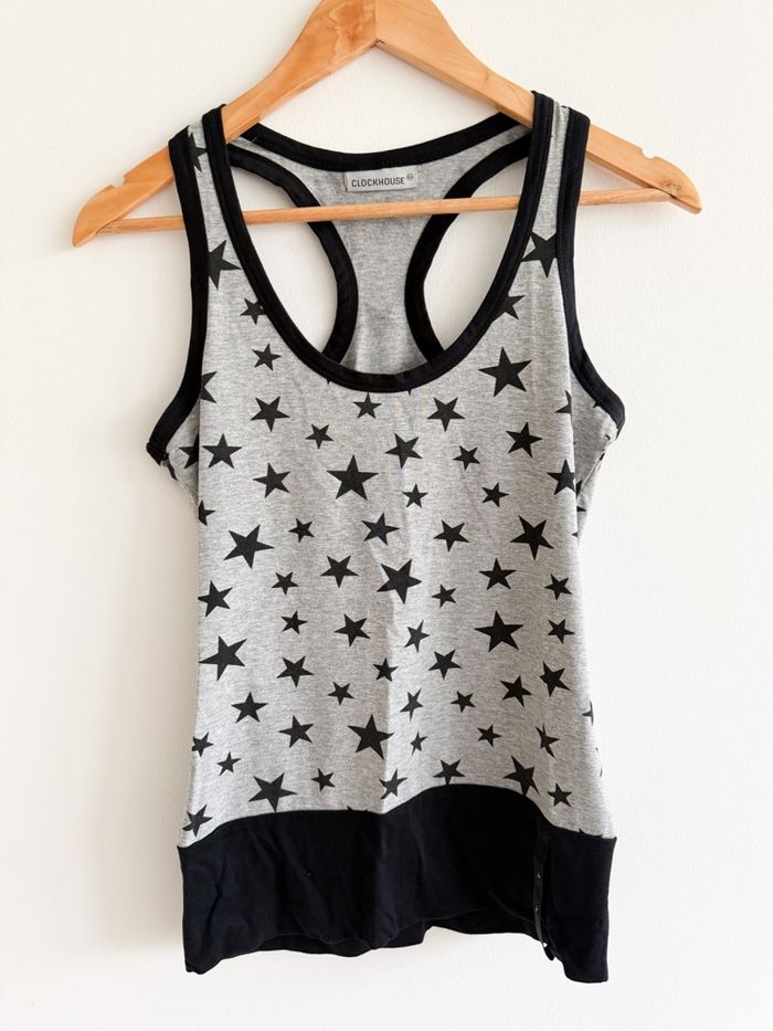 Débardeur gris a motifs étoiles noires C&A taille 36 S