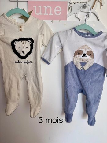Lot de 2 pyjamas 3 mois
