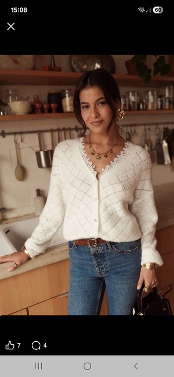 Cardigan blanc avec dentelle Taille 46-48