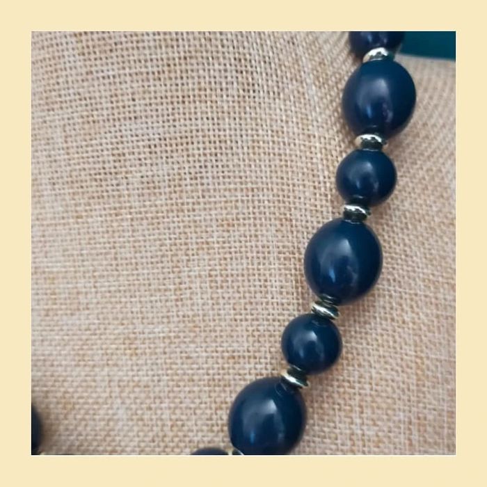 Collier vintage perles bleu nuit – Élégant et intemporel - photo numéro 5