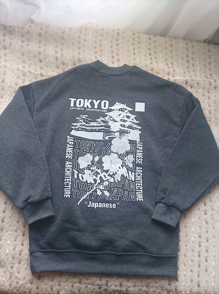 Sweats hoodie Tokyo japanese fashion gris foncé taille M ou S - photo numéro 2