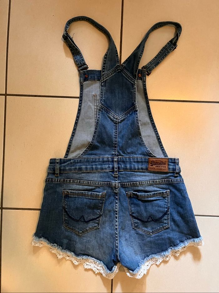 Salopette short Superdry femme denim bleu taille S (36) style décontracté - photo numéro 2