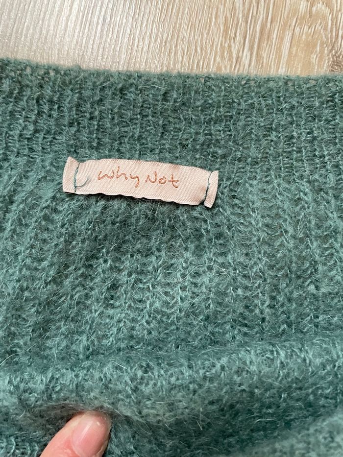 Pull vert -bleu en maille manches  3/4