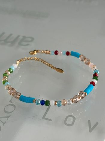 Bracelet de cheville en perles et cristal avec chaîne réglable