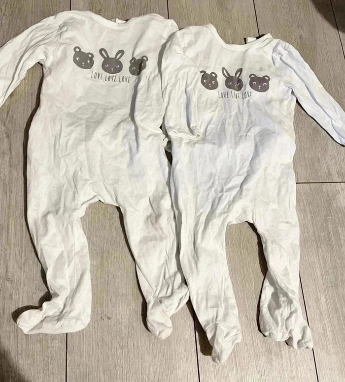 Lot de 2 pyjamas grenouillères bébé garçon fille mixte 12 mois