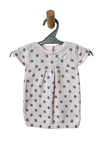 Robe rose pâle à pois gris - Les bébés sont comme ça - 1 mois