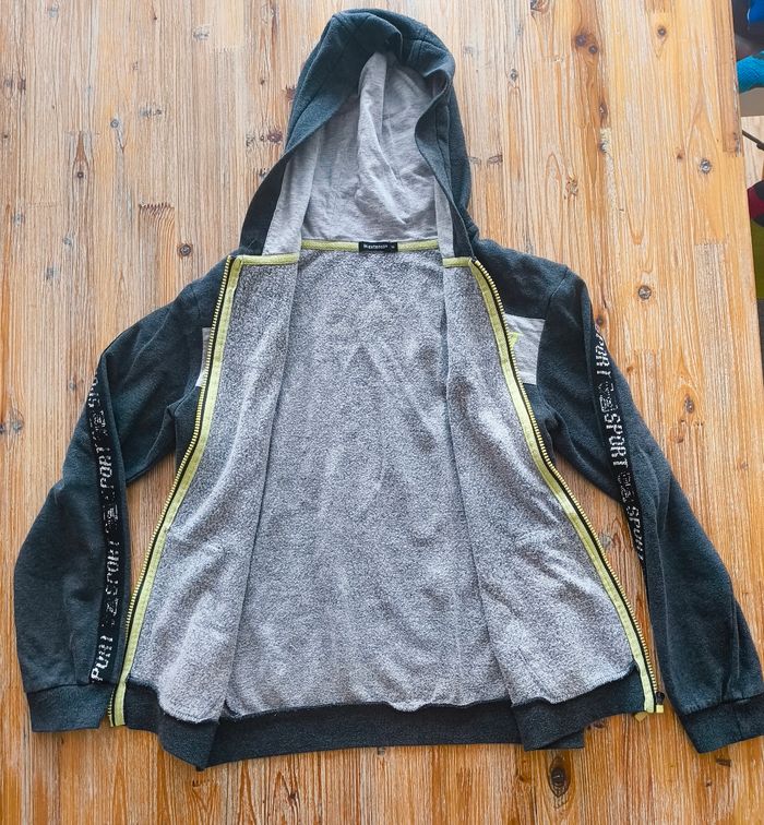 Gilet Zippé Capuche In Extenso 14 ans Sport Gris Jaune Fluo - photo numéro 2