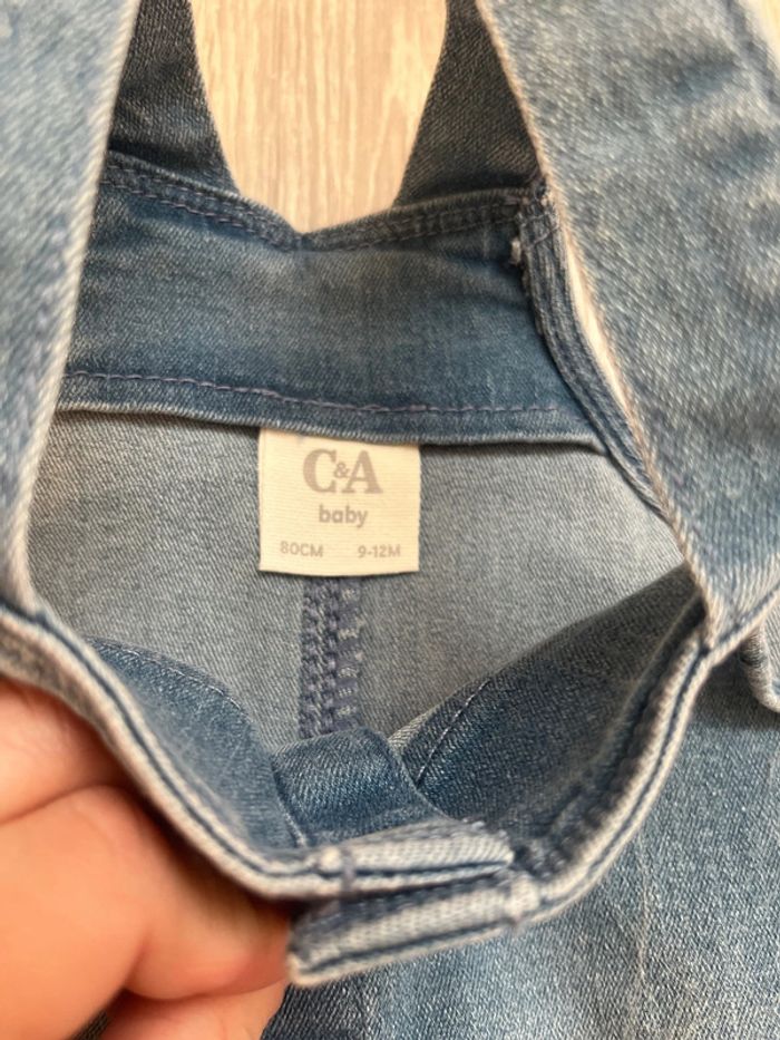 Robe tablier en jean bébé fille 9-12 mois - photo numéro 2
