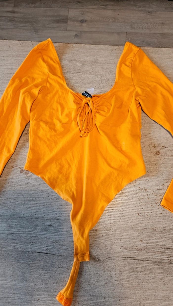 Body à manches longues orange, élastique, H&M Divided, M - photo numéro 3