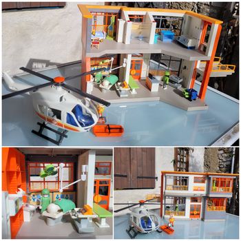 Playmobil 🏥 Hopital avec bloc opératoire +hélicoptère de secours 🚁