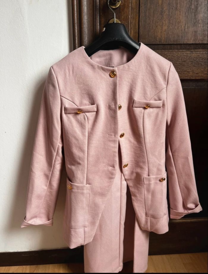 Ensemble pantalon blazer rose