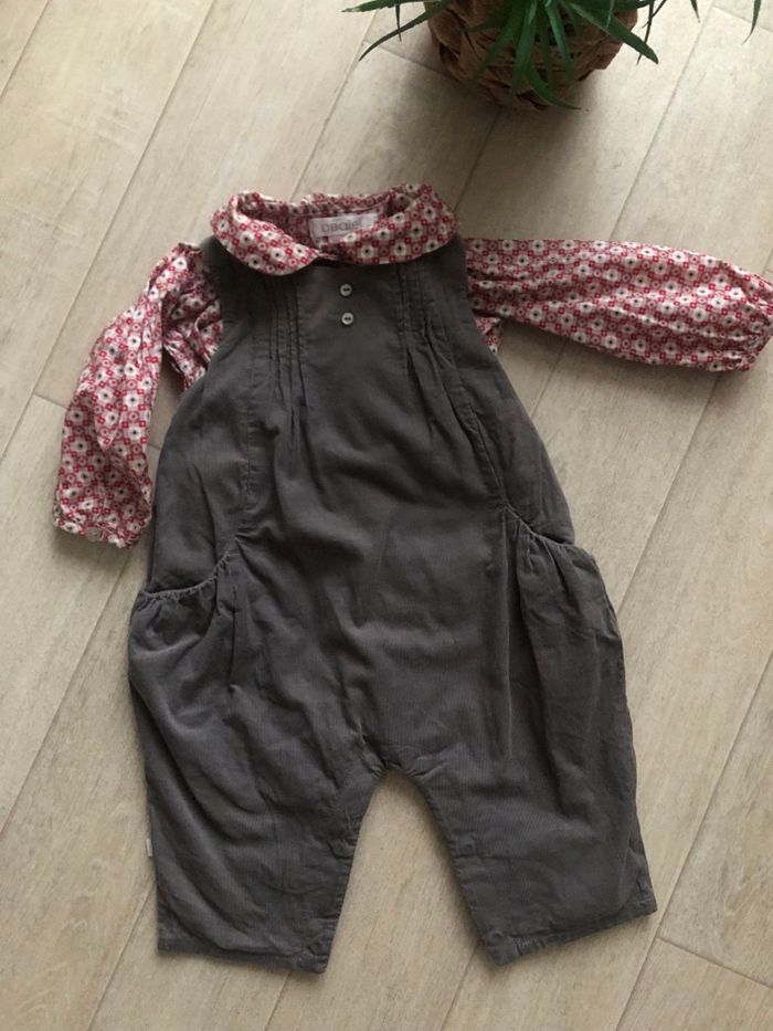 Ensemble gris et rouge fille Obaibi
