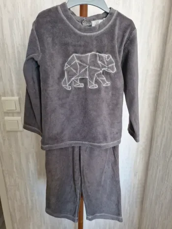 Ensemble pyjama mixte 3 ans J&G Nightwear Gris Ours géométrique coton polyester
