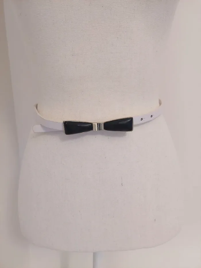 Ceinture blanche fantaisie taille haute noeud