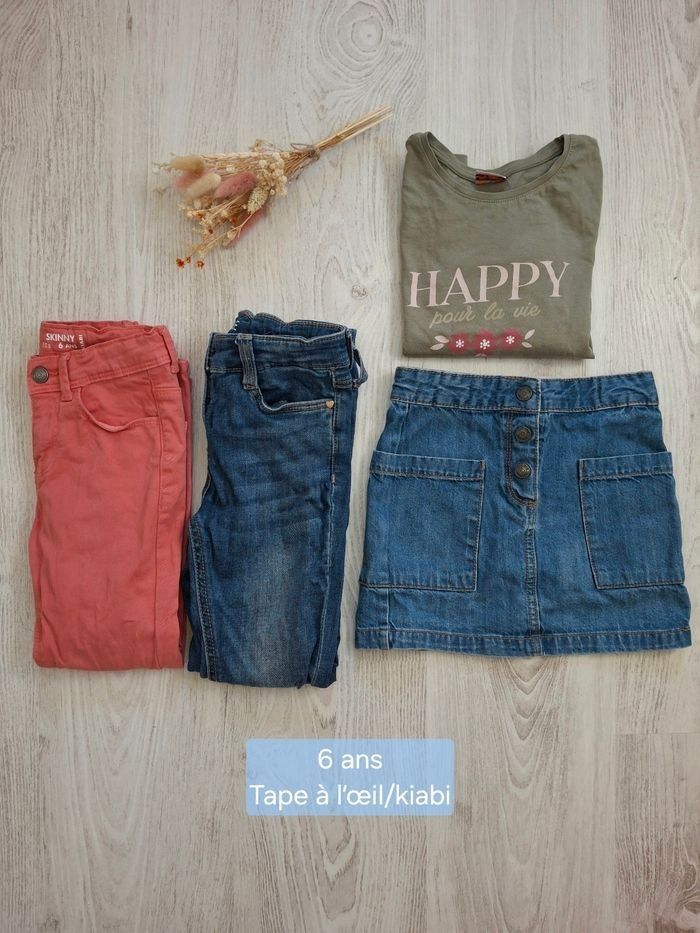 Lot/ensemble fille jean jupe tee-shirt kiabi/Tape à l'oeil/TAO - 6 ans