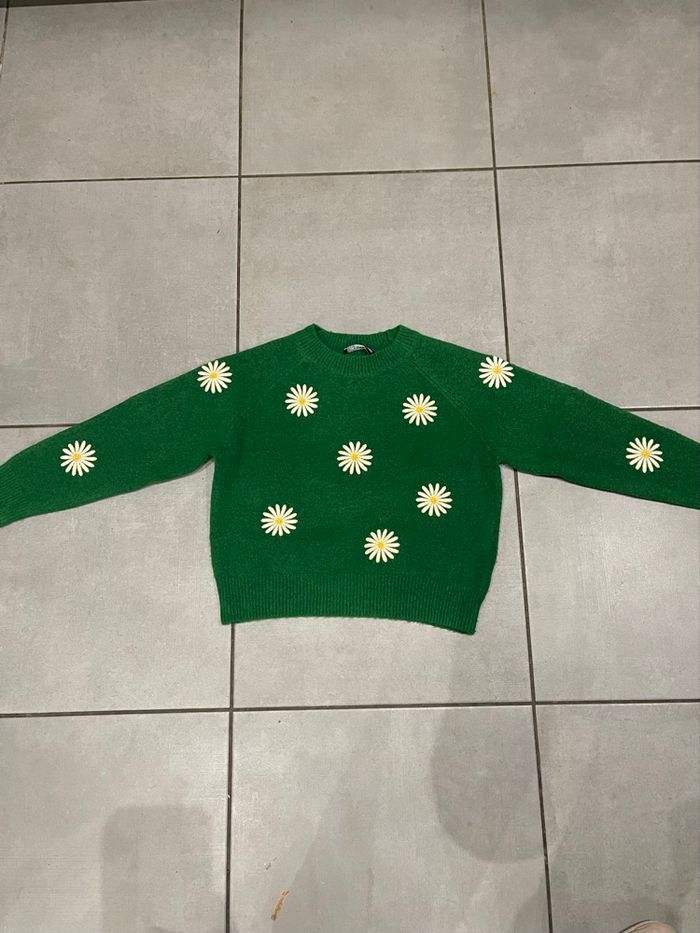 Joli pull doux chaud hiver fille fleur desigual