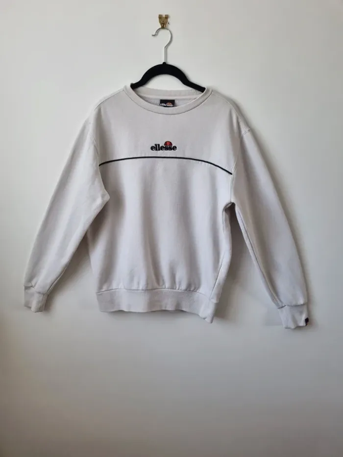 Sweat hoddies blanc Ellesse en coton vintage Année '90 - photo numéro 9