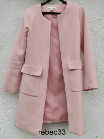 Longue Veste blazer rose pâle h&m