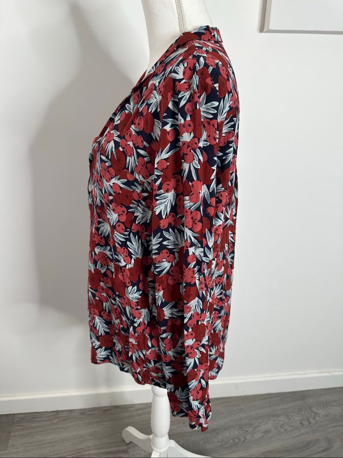 Chemisier à fleurs rose rouge bordeaux Des Petits Hauts T42 XL - photo numéro 4