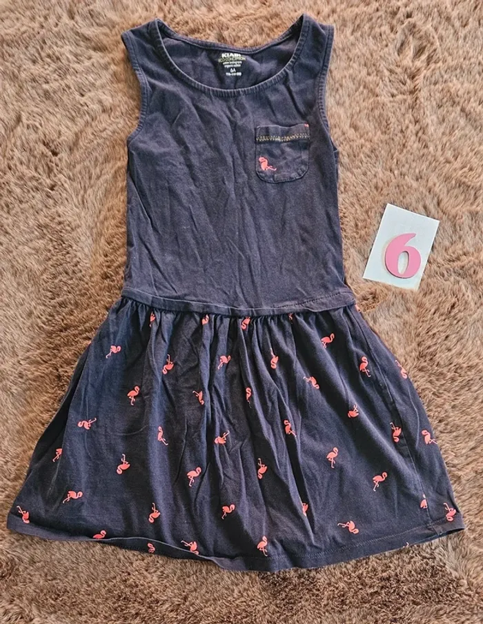 Robe bleu flamand rose 6 ans fille été