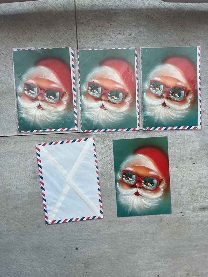 Lot 4 papier postal avec enveloppe par avion père noël - photo numéro 4