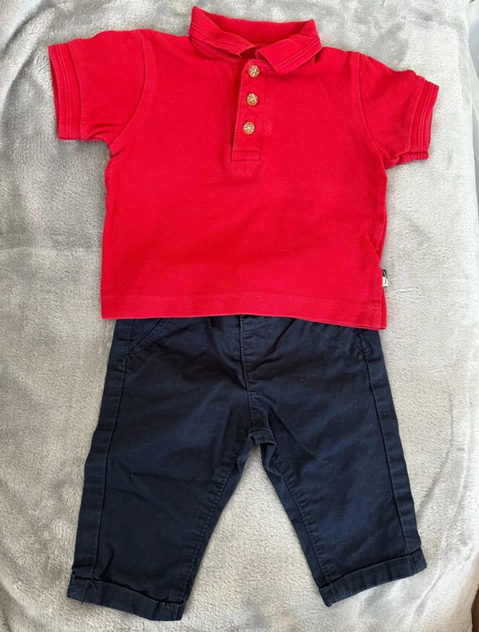 Ensemble pantalon habillé avec polo manches courtes - 3 mois - Kiabi