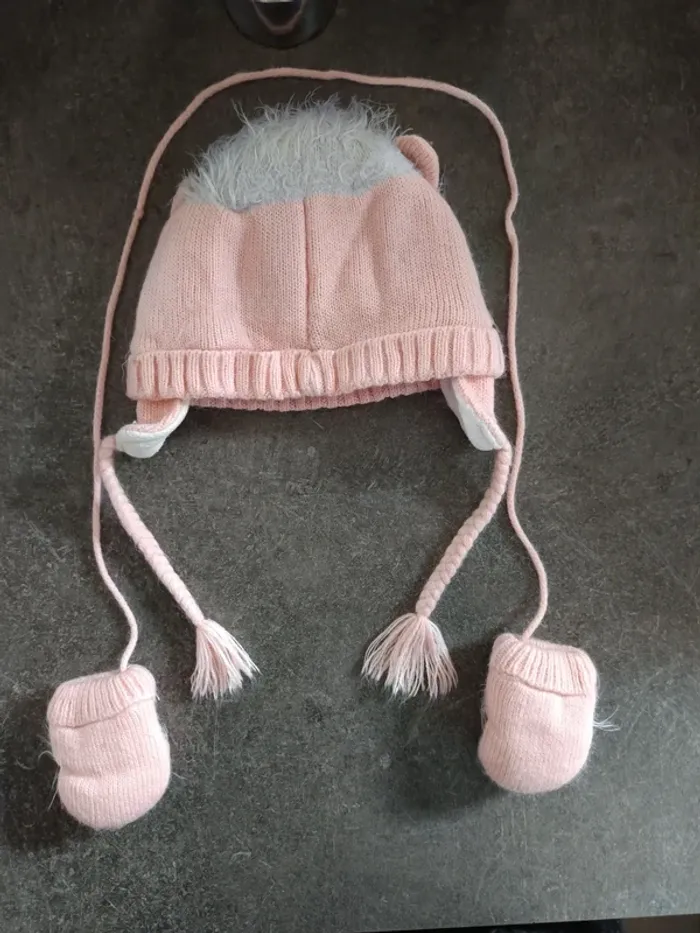 Ensemble bonnet + moufles T2 (6 mois) - photo numéro 2