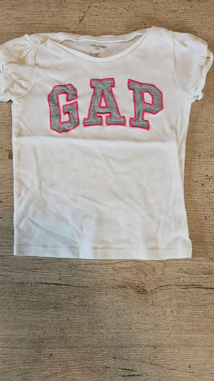 T shirt blanc à manches courtes, col rond, GAP, 5 ans - photo numéro 3