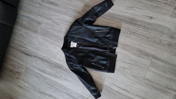 Veste enfant effet cuir, noir, taille 4-5 ans, tex