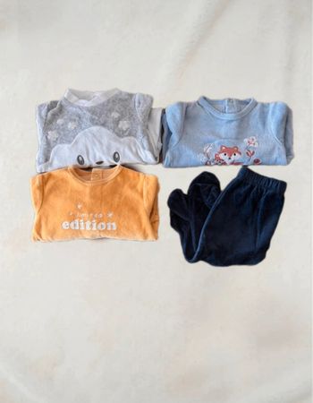 🌷Lot de 3 pyjamas mixtes en velours taille 9 mois🌷