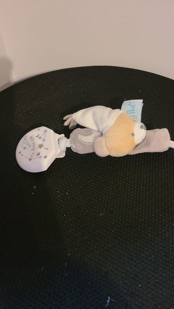 Baby'Nat - Les Luminescents Attache-sucette ours gris beige