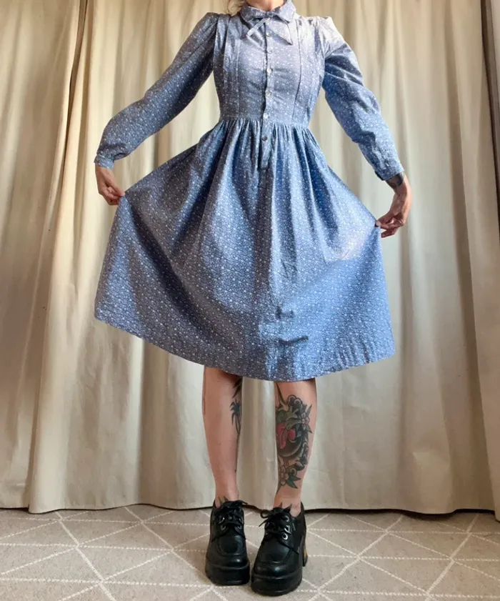 Authentic vintage Laura Ashley Cottagecore dress made in Wales Folk Prairie - Taille S - photo numéro 8