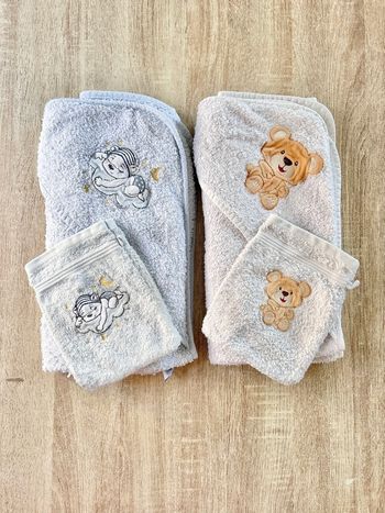 2 sorties de bain & gants de toilette bébé 