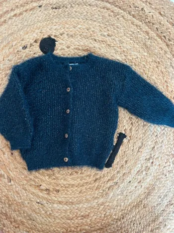Jolie gilet bleu marine fil dorée - 18 mois