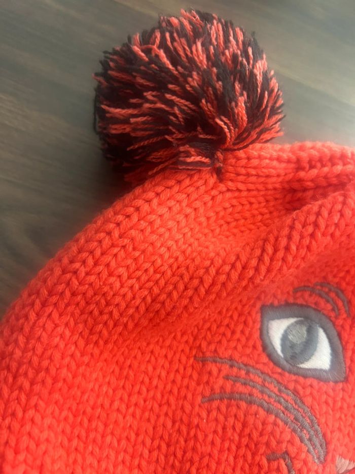 Bonnet chat avec pompons orange rouge - photo numéro 3