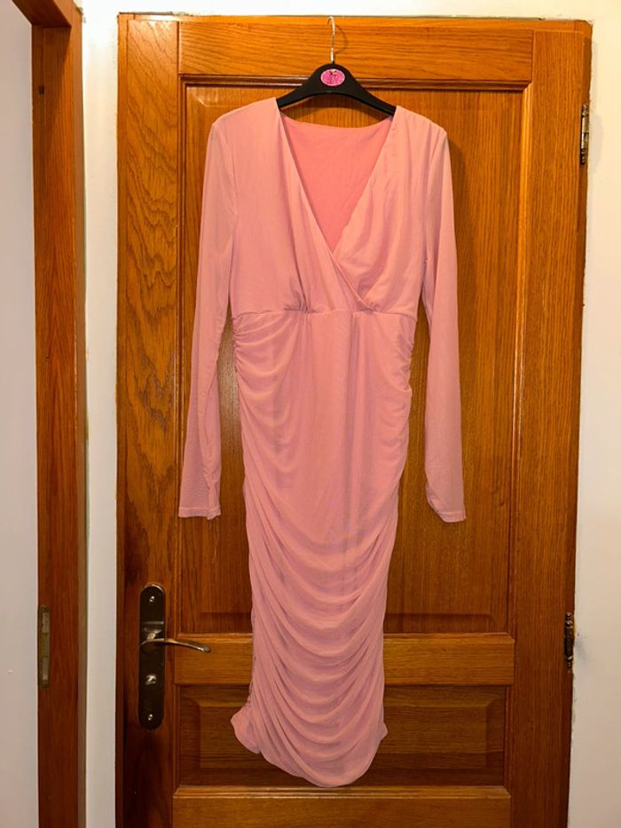 Robe plissée de grossesse rose