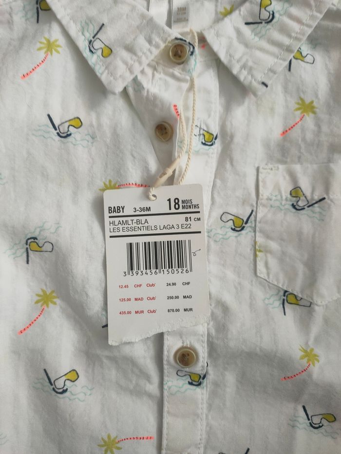 Chemisette manches courtes blanche orchestra 18 mois - photo numéro 2