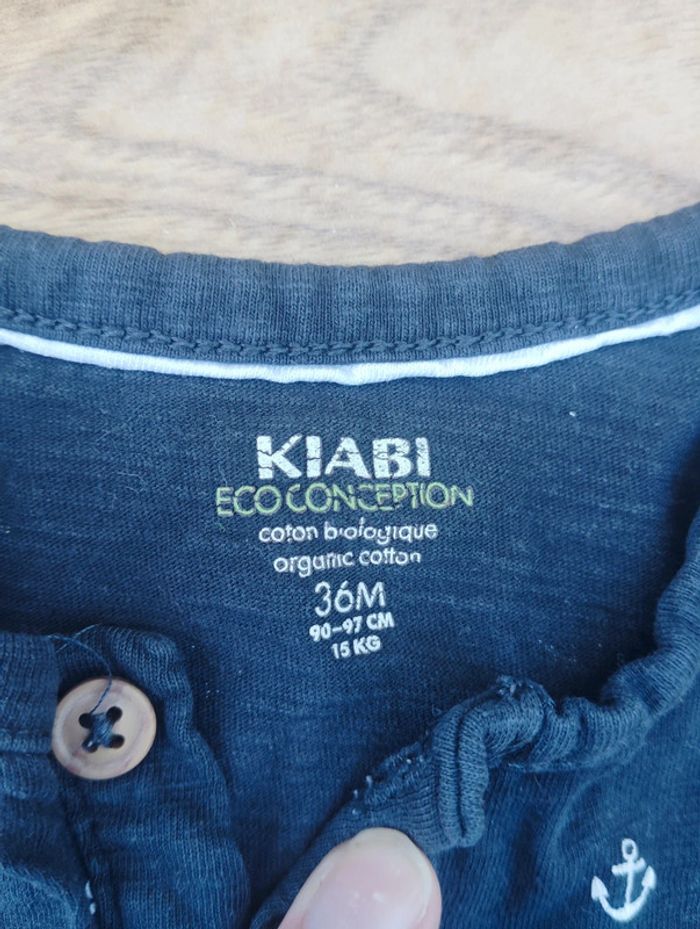 T-shirt enfant bleu marine Kiabi – encres blanches - photo numéro 2