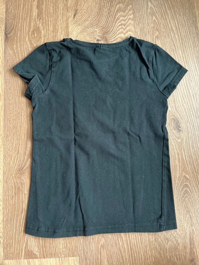 Tee-shirt fille manches courtes noir C&A 7/8 ans - photo numéro 3