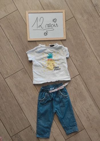 Ensemble fille 12 mois t-shirt ananas et jeans